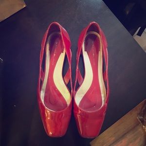 Red patent flats